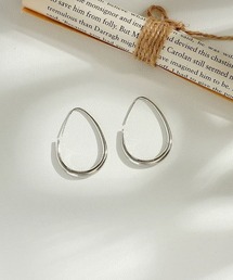 メタリックオーバル ドロップピアス