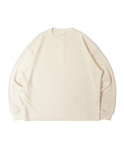 JACKROSE(ジャックローズ)の「SEABEES-TCワッフル-ヘンリーネック・LSTEE(Tシャツ/カットソー・メンズ・ブラック/ホワイト/ブラック系2/オリーブ・L/M)」の2枚目の写真