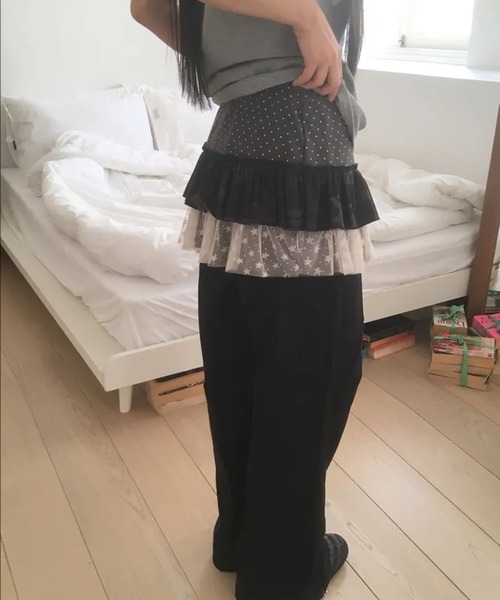 shyam inspiration(シャムインスピレーション)の「マルチパターン3段ティアードスカート/ドット/迷彩/カモフラ/スター/チュール(スカート・レディース・アイボリー/チャコールグレー・F)」の22枚目の写真