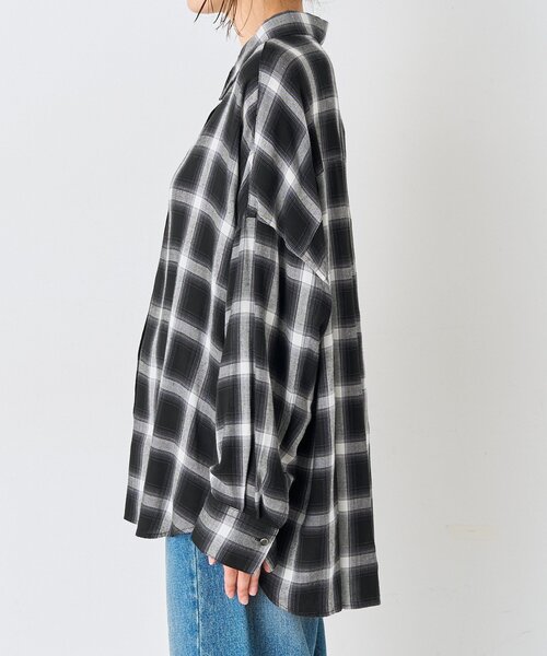 RIVE DROITE（リヴドロワ）の「ドレーピーチェックワイドシャツ（秋服/オンブレチェック）（シャツ/ブラウス・レディース・ブラック/ベージュ/ブラウン・FREE）」の12枚目の写真