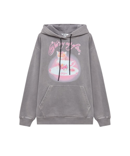 MSGM(エムエスジーエム)の「MSGM TEACUP CAT フーディー(パーカー・レディース・グレー・S)」の1枚目の写真