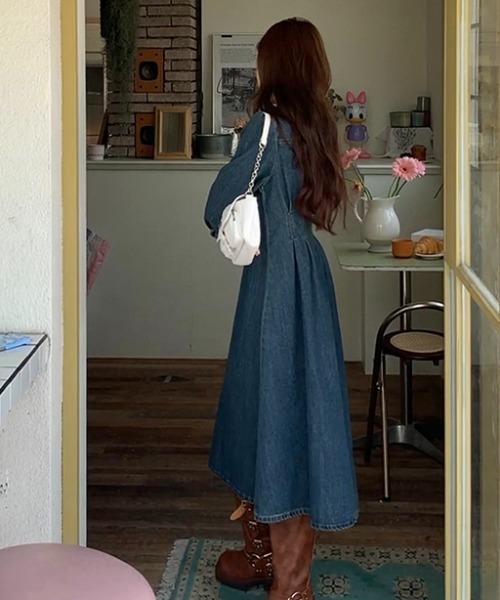 FAVORITO（ファヴォリート）の「デニム襟付きワンピース（ワンピース・レディース・ブルー・L/XL/S/M）」の5枚目の写真
