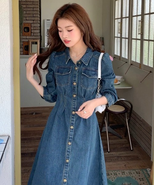 FAVORITO（ファヴォリート）の「デニム襟付きワンピース（ワンピース・レディース・ブルー・L/XL/S/M）」の13枚目の写真