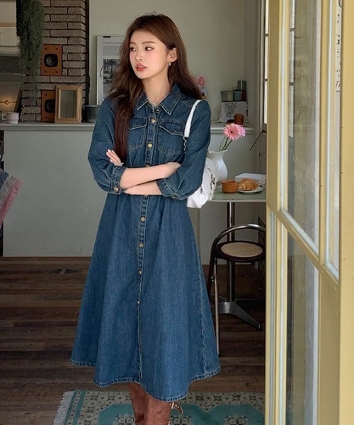 FAVORITO（ファヴォリート）の「デニム襟付きワンピース（ワンピース・レディース・ブルー・L/XL/S/M）」の11枚目の写真