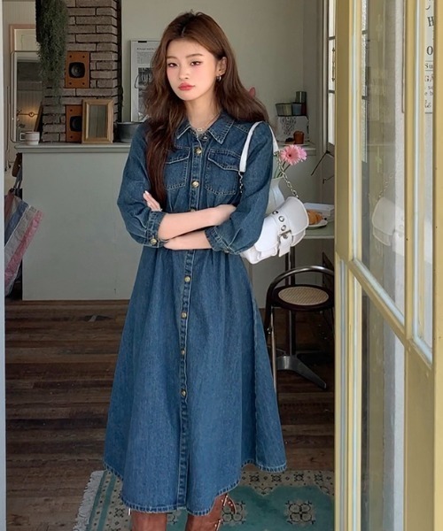 FAVORITO（ファヴォリート）の「デニム襟付きワンピース（ワンピース・レディース・ブルー・L/XL/S/M）」の12枚目の写真