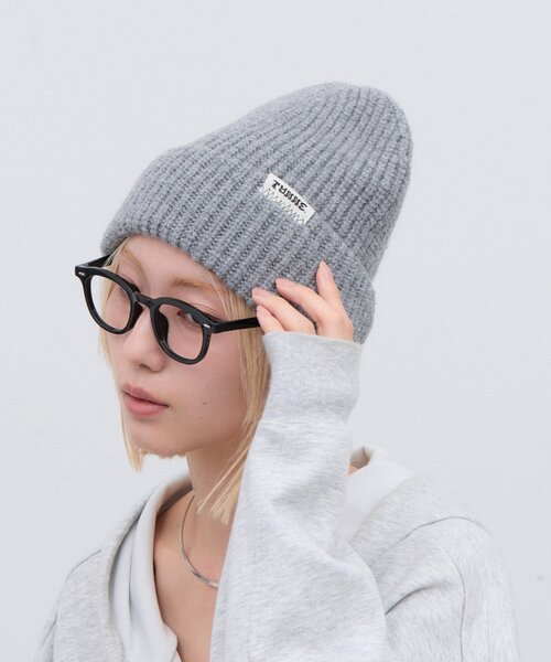 CIAOPANIC TYPY(チャオパニックティピー)の「:【TYNNE.】配色ギザギザステッチニット帽(ニットキャップ/ビーニー・レディース・グレー/オフホワイト/ピンク/ブラック/ミント/パープル・ONE SIZE)」の3枚目の写真