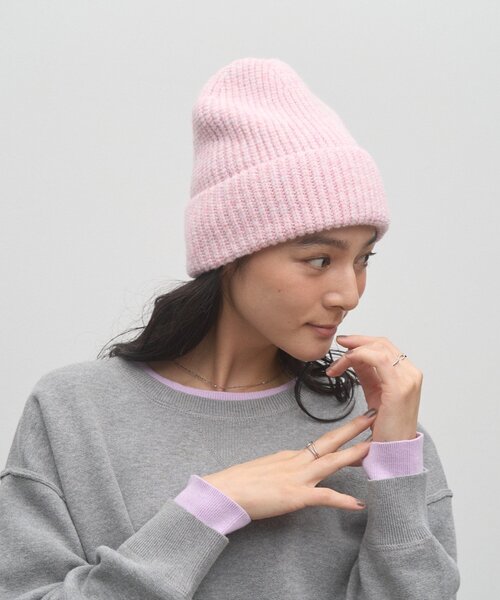 CIAOPANIC TYPY(チャオパニックティピー)の「:【TYNNE.】配色ギザギザステッチニット帽(ニットキャップ/ビーニー・レディース・グレー/オフホワイト/ピンク/ブラック/ミント/パープル・ONE SIZE)」の7枚目の写真
