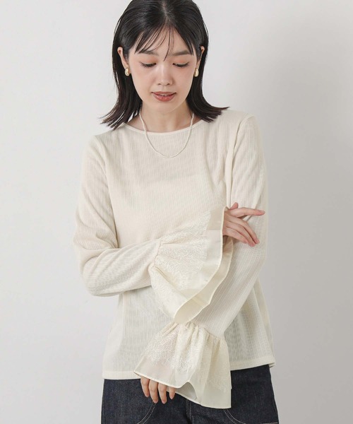 Gready Brilliant（グレディブリリアン）の「レース袖プルオーバー（その他トップス・レディース・アイボリー/ブラック・38）」の7枚目の写真