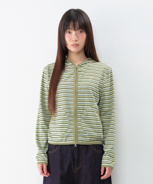 AMESWORLDWIDE(アメスワールドワイド)の「ストライプ ソフトフーディー ジップアップ グリーン(パーカー・レディース・その他・SMALL/MEDIUM)」の5枚目の写真