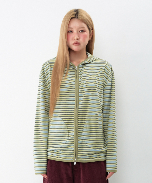 AMESWORLDWIDE(アメスワールドワイド)の「ストライプ ソフトフーディー ジップアップ グリーン(パーカー・レディース・その他・SMALL/MEDIUM)」の6枚目の写真