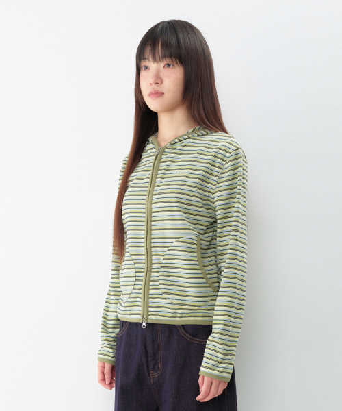 AMESWORLDWIDE(アメスワールドワイド)の「ストライプ ソフトフーディー ジップアップ グリーン(パーカー・レディース・その他・SMALL/MEDIUM)」の7枚目の写真
