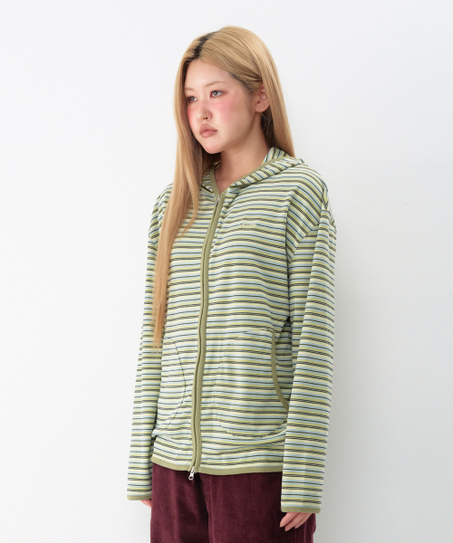 AMESWORLDWIDE(アメスワールドワイド)の「ストライプ ソフトフーディー ジップアップ グリーン(パーカー・レディース・その他・SMALL/MEDIUM)」の8枚目の写真