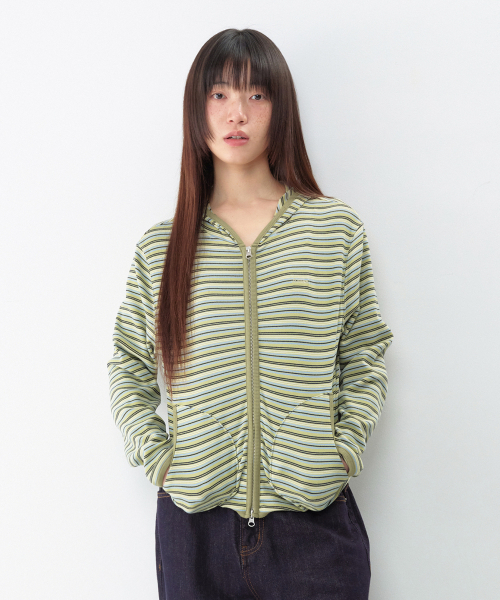 AMESWORLDWIDE(アメスワールドワイド)の「ストライプ ソフトフーディー ジップアップ グリーン(パーカー・レディース・その他・SMALL/MEDIUM)」の9枚目の写真