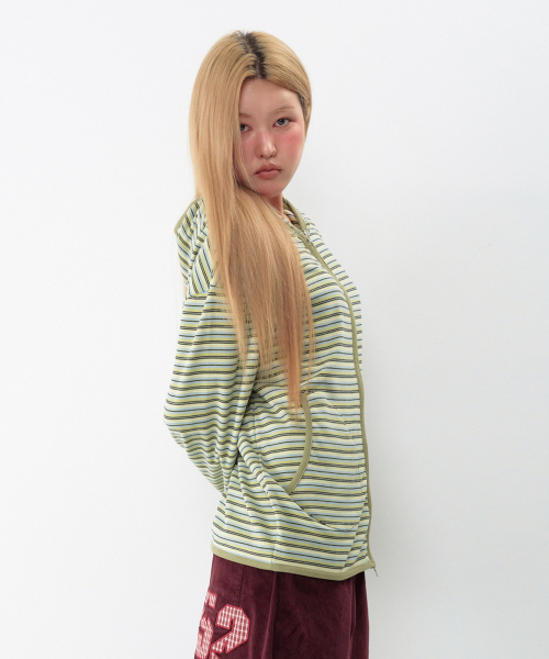 AMESWORLDWIDE(アメスワールドワイド)の「ストライプ ソフトフーディー ジップアップ グリーン(パーカー・レディース・その他・SMALL/MEDIUM)」の10枚目の写真