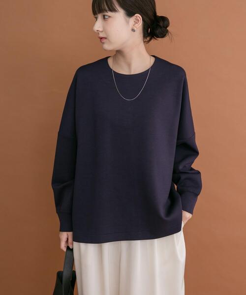 ITEMS URBANRESEARCH（アイテムズ アーバンリサーチ）の「ダンボールバックジッププルオーバー（Tシャツ/カットソー・レディース・オフホワイト/グレー系その他/ネイビー・FREE）」の3枚目の写真