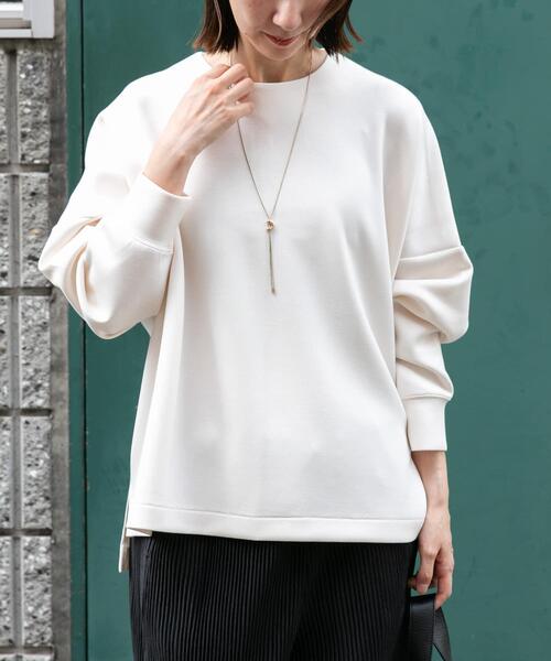 ITEMS URBANRESEARCH（アイテムズ アーバンリサーチ）の「ダンボールバックジッププルオーバー（Tシャツ/カットソー・レディース・オフホワイト/グレー系その他/ネイビー・FREE）」の4枚目の写真