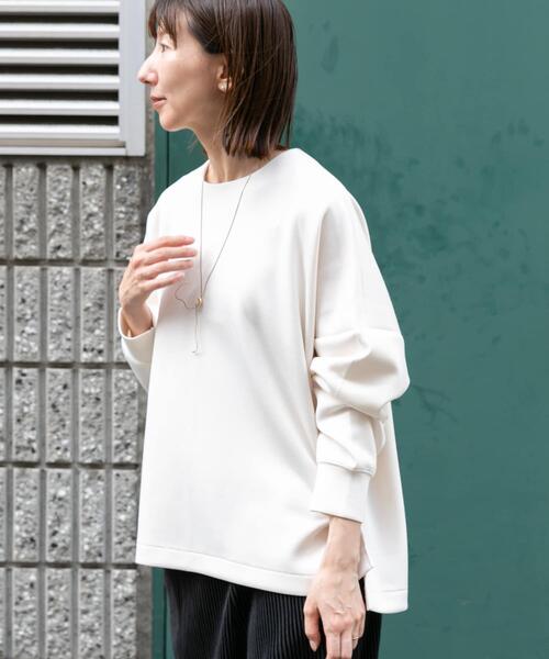 ITEMS URBANRESEARCH（アイテムズ アーバンリサーチ）の「ダンボールバックジッププルオーバー（Tシャツ/カットソー・レディース・オフホワイト/グレー系その他/ネイビー・FREE）」の7枚目の写真