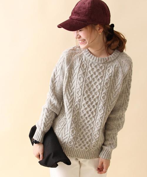 coen（コーエン）の「ケーブルクルーネックニット（ニット/セーター・レディース・オフホワイト/ライトグレー・LARGE/MEDIUM）」の2枚目の写真