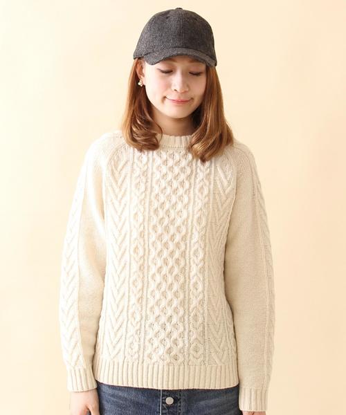 coen（コーエン）の「ケーブルクルーネックニット（ニット/セーター・レディース・オフホワイト/ライトグレー・LARGE/MEDIUM）」の4枚目の写真