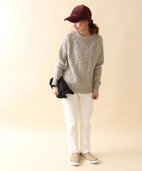 coen（コーエン）の「ケーブルクルーネックニット（ニット/セーター・レディース・オフホワイト/ライトグレー・LARGE/MEDIUM）」の7枚目の写真