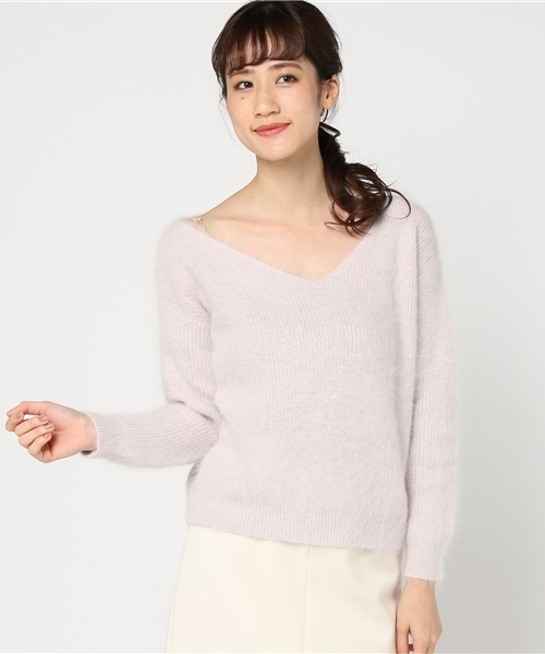 EDIT COLOGNE（エディットコロン）の「【美人百花 1月号掲載】《EDIT COLOGNE》アンゴラ混ニット（ニット/セーター・レディース・ホワイト系その他/ベージュ系その他/ピンク/グレー系その他・FREE）」の4枚目の写真