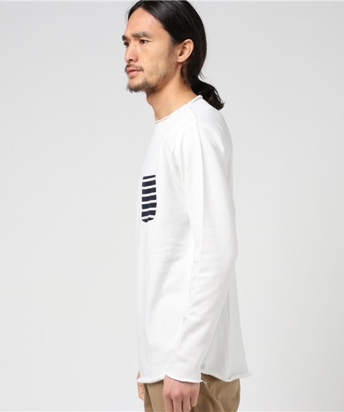 go slow caravan（ゴースローキャラバン）の「ガーゼウラケカットオフクルー（スウェット・メンズ・ネイビー/ホワイト/オリーブ/杢グレー・MEDIUM/LARGE）」の5枚目の写真