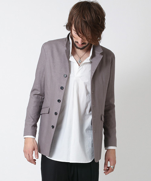 NO ID.（ノーアイディ）の「mj4467-ﾘﾈﾝｽﾄﾚｯﾁｽﾀﾝﾄﾞﾗﾍﾟﾙJKT ｼﾞｬｹｯﾄ（テーラードジャケット・メンズ・ブラウン/ブラック/グレー・1/3/2）」の8枚目の写真