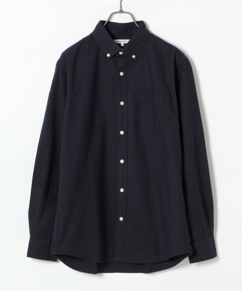 GLOBAL WORK（グローバルワーク）の「【ストレッチで着やすい】オックスフォードシャツ長袖/734075（シャツ/ブラウス・メンズ・ネイビー/グリーン/ホワイト/ライトピンク/ライトブルー・SMALL/LARGE/MEDIUM/X-LARGE）」の4枚目の写真