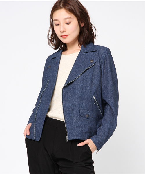 HYSTERIC GLAMOUR（ヒステリックグラマー）の「ダブルライダースジャケット（ライダースジャケット・レディース・ネイビー/ブラック・SMALL/MEDIUM）」の2枚目の写真