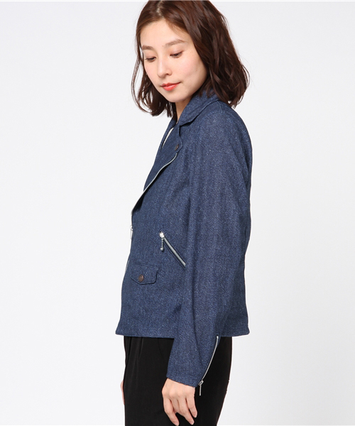 HYSTERIC GLAMOUR（ヒステリックグラマー）の「ダブルライダースジャケット（ライダースジャケット・レディース・ネイビー/ブラック・SMALL/MEDIUM）」の7枚目の写真