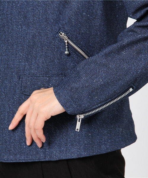 HYSTERIC GLAMOUR（ヒステリックグラマー）の「ダブルライダースジャケット（ライダースジャケット・レディース・ネイビー/ブラック・SMALL/MEDIUM）」の4枚目の写真