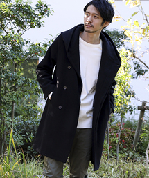 wjk black | 【wjk black】≪STUDIOUS限定≫ダブルクロスメルトンフードコート(ステンカラーコート)
