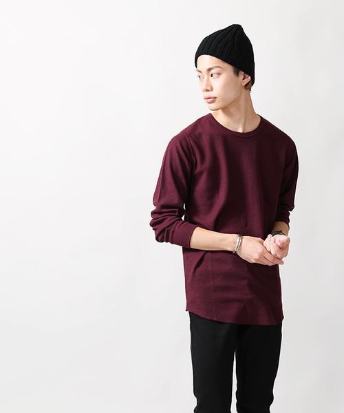 WEGO(ウィゴー)の「WEGO/カラーロングワッフルカットソー(Tシャツ/カットソー・メンズ・ホワイト/ブラック/ワイン/ホワイト系その他5/杢グレー/カーキ/ライトピンク・LARGE/MEDIUM/SMALL)」の22枚目の写真