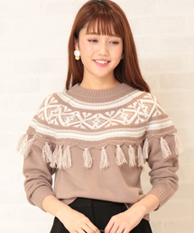 N.（N. Natural Beauty Basic） | フリンジジャガードニット(ニット/セーター)