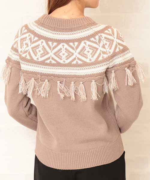 N.（N. Natural Beauty Basic）（エヌエヌナチュラルビューティーベーシック）の「フリンジジャガードニット（ニット/セーター・レディース・グレー系その他/ダークネイビー・MEDIUM）」の17枚目の写真