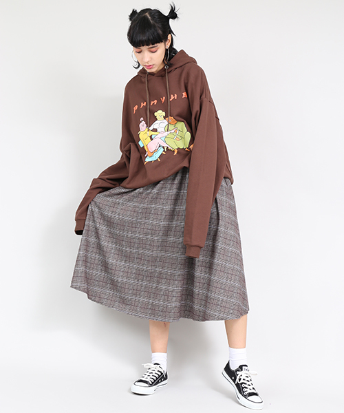PUNYUS(プニュズ)の「グレンチェックミモレスカート(スカート・レディース・グレー系その他2/ブラウン系その他2・1/2/3)」の1枚目の写真