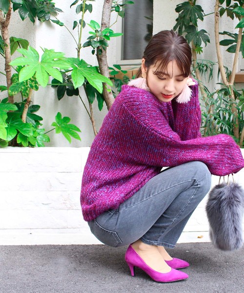 MODE ROBE(モードローブ)の「カラーニットトップス ミックスカラー ニット ウール混(ニット/セーター)」|パープル