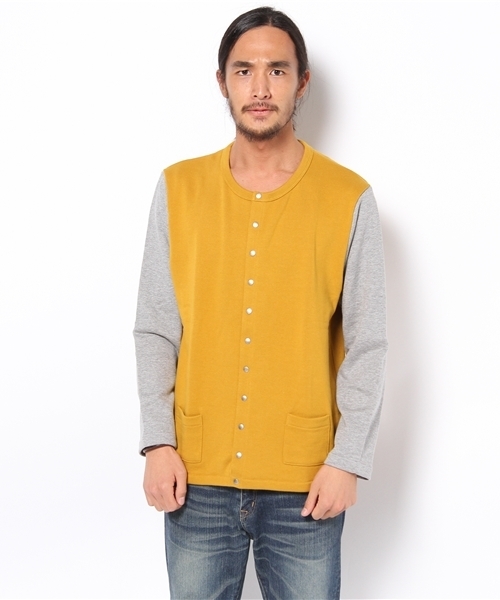 BEAMS T（ビームスティー）の「△75 / Kanie Cardigan（スウェット・メンズ・グレー/マスタード・SMALL/MEDIUM/LARGE）」の3枚目の写真