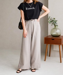 ハイウエストリボンベルトワイドパンツ
