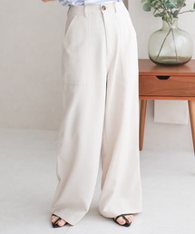 ハイウエストリボンベルトワイドパンツ