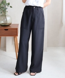 ハイウエストリボンベルトワイドパンツ