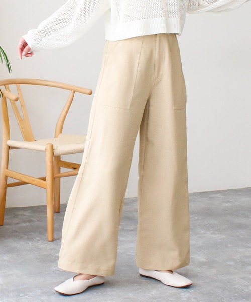 Social GIRL（ソーシャルガール）の「ハイウエストリボンベルトワイドパンツ（その他パンツ・レディース・ライトブルー/インディゴブルー/カーキ/オフホワイト/ネイビー/ベージュ/グレイッシュベージュ/キナリ/ブラック/グリーン/アイボリー・M/L/LL/S）」の20枚目の写真