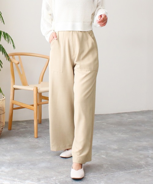 Social GIRL（ソーシャルガール）の「ハイウエストリボンベルトワイドパンツ（その他パンツ・レディース・ライトブルー/インディゴブルー/カーキ/オフホワイト/ネイビー/ベージュ/グレイッシュベージュ/キナリ/ブラック/グリーン/アイボリー・M/L/LL/S）」の21枚目の写真