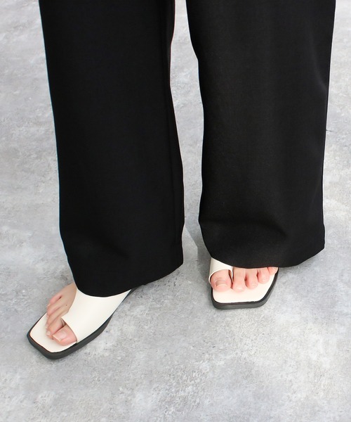 Social GIRL（ソーシャルガール）の「ハイウエストリボンベルトワイドパンツ（その他パンツ・レディース・ライトブルー/インディゴブルー/カーキ/オフホワイト/ネイビー/ベージュ/グレイッシュベージュ/キナリ/ブラック/グリーン/アイボリー・M/L/LL/S）」の18枚目の写真