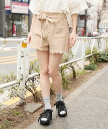 Heather | ウエストリボンフリンジショートパンツ 791682(デニムパンツ)
