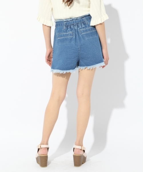 Heather（ヘザー）の「ウエストリボンフリンジショートパンツ 791682（デニムパンツ・レディース・ベージュ/ネイビー/ブルー・M/S）」の15枚目の写真