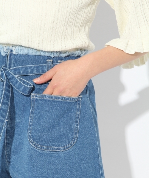 Heather（ヘザー）の「ウエストリボンフリンジショートパンツ 791682（デニムパンツ・レディース・ベージュ/ネイビー/ブルー・M/S）」の17枚目の写真