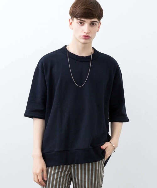 STUDIOUS（ステュディオス）の「【STUDIOUS】AZUMAビッグシルエットハーフスリーブスウェットシャツ（スウェット・メンズ・ネイビー/ブラック/ブルー/グレー/ホワイト・1/2/3）」の6枚目の写真