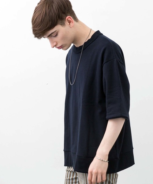 STUDIOUS（ステュディオス）の「【STUDIOUS】AZUMAビッグシルエットハーフスリーブスウェットシャツ（スウェット・メンズ・ネイビー/ブラック/ブルー/グレー/ホワイト・1/2/3）」の7枚目の写真