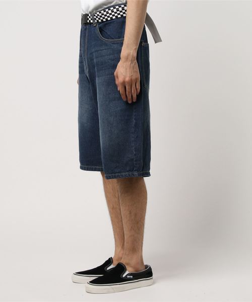 STYLEBLOCK（スタイルブロック）の「ベルト付きワイドデニムショートパンツ（デニムパンツ・メンズ・オフホワイト/ケミカルウォッシュ/ブルー/ブラック・M/L）」の5枚目の写真
